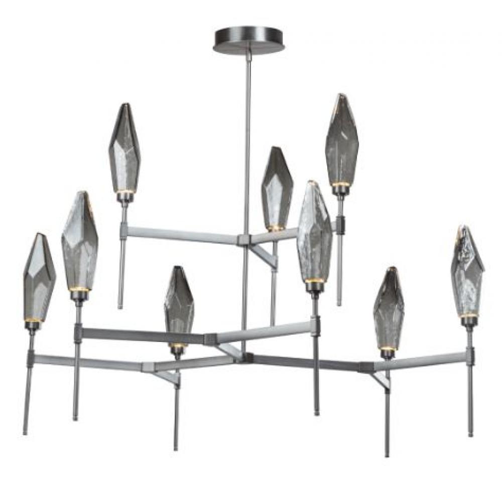 Rock Crystal Round Chandelier-54-Satin Nickel