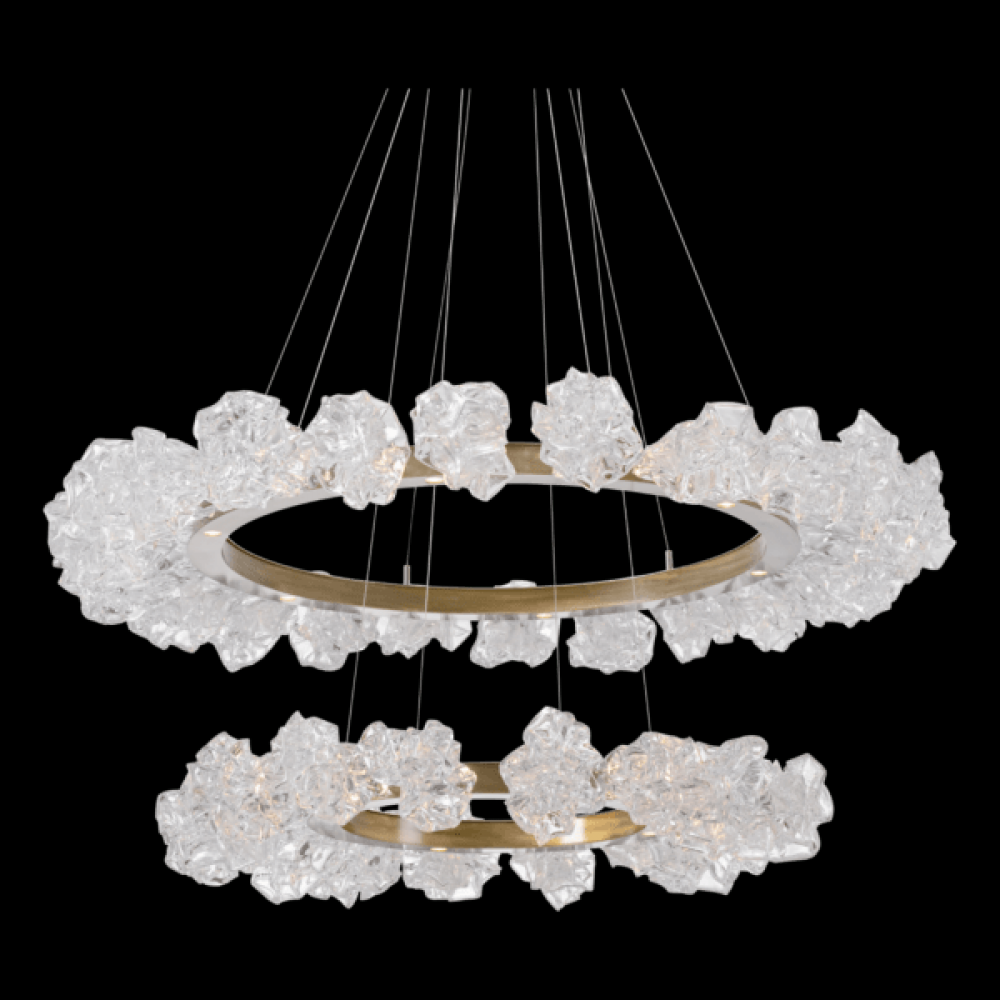 Two Tier Blossom Ring Chandelier - 2B-Gilded Brass