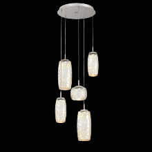 Hammerton CHB0091-05-BS-A-C01-L1 - Vessel 5pc Round Multi-Pendant-Beige Silver-Amber Blown Glass-Cloth Braided Cord-LED 2700K