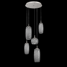 Hammerton CHB0091-05-BS-S-C01-L1 - Vessel 5pc Round Multi-Pendant-Beige Silver-Smoke Blown Glass-Cloth Braided Cord-LED 2700K