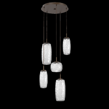 Hammerton CHB0091-05-FB-C-C01-L1 - Vessel 5pc Round Multi-Pendant-Flat Bronze-Clear Blown Glass-Cloth Braided Cord-LED 2700K