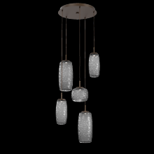 Hammerton CHB0091-05-FB-S-C01-L1 - Vessel 5pc Round Multi-Pendant-Flat Bronze-Smoke Blown Glass-Cloth Braided Cord-LED 2700K