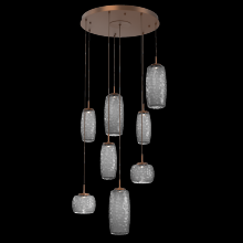 Hammerton CHB0091-08-BB-S-C01-L1 - Vessel 8pc Round Multi-Pendant-Burnished Bronze-Smoke Blown Glass-Cloth Braided Cord-LED 2700K