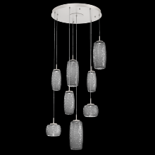 Hammerton CHB0091-08-BS-S-C01-L1 - Vessel 8pc Round Multi-Pendant-Beige Silver-Smoke Blown Glass-Cloth Braided Cord-LED 2700K