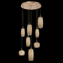 Hammerton CHB0091-08-NB-B-C01-L1 - Vessel 8pc Round Multi-Pendant-Novel Brass-Bronze Blown Glass-Cloth Braided Cord-LED 2700K