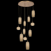 Hammerton CHB0091-11-NB-B-C01-L1 - Vessel 11pc Round Multi-Pendant-Novel Brass-Bronze Blown Glass-Cloth Braided Cord-LED 2700K