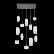 Hammerton CHB0091-12-GP-C-C01-L1 - Vessel 12pc Square Multi-Pendant-Graphite-Clear Blown Glass-Cloth Braided Cord-LED 2700K