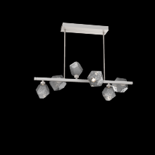 Hammerton PLB0039-T6-BS-S-001-L3 - Gem 6pc Twisted Branch-Beige Silver-Smoke Blown Glass-Threaded Rod Suspension-LED 3000K