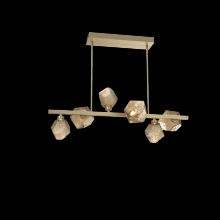 Hammerton PLB0039-T6-GB-B-001-L3 - Gem 6pc Twisted Branch-Gilded Brass-Bronze Blown Glass-Threaded Rod Suspension-LED 3000K