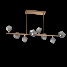 Hammerton PLB0039-T8-NB-S-001-L3 - Gem 8pc Twisted Branch-Novel Brass-Smoke Blown Glass-Threaded Rod Suspension-LED 3000K