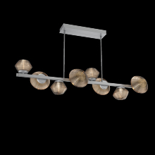 Hammerton PLB0089-T8-CS-B-001-L3 - Mesa 8pc Twisted Branch-Classic Silver-Bronze Blown Glass-Threaded Rod Suspension-LED 3000K