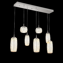 Hammerton PLB0091-07-BS-A-C01-L1 - Vessel 7pc Linear Multi-Pendant-Beige Silver-Amber Blown Glass-Cloth Braided Cord-LED 2700K