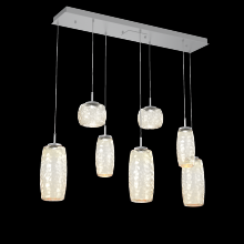 Hammerton PLB0091-07-CS-A-C01-L1 - Vessel 7pc Linear Multi-Pendant-Classic Silver-Amber Blown Glass-Cloth Braided Cord-LED 2700K