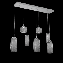 Hammerton PLB0091-07-CS-S-C01-L3 - Vessel 7pc Linear Multi-Pendant-Classic Silver-Smoke Blown Glass-Cloth Braided Cord-LED 3000K