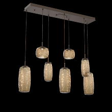 Hammerton PLB0091-07-FB-B-C01-L3 - Vessel 7pc Linear Multi-Pendant-Flat Bronze-Bronze Blown Glass-Cloth Braided Cord-LED 3000K