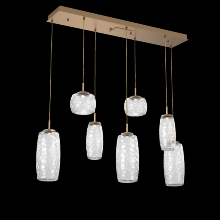 Hammerton PLB0091-07-NB-C-C01-L1 - Vessel 7pc Linear Multi-Pendant-Novel Brass-Clear Blown Glass-Cloth Braided Cord-LED 2700K