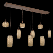 Hammerton PLB0091-09-BB-B-C01-L1 - Vessel 9pc Linear Multi-Pendant-Burnished Bronze-Bronze Blown Glass-Cloth Braided Cord-LED 2700K