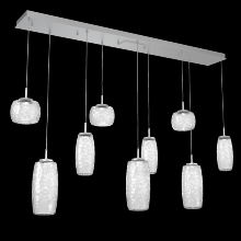 Hammerton PLB0091-09-CS-C-C01-L1 - Vessel 9pc Linear Multi-Pendant-Classic Silver-Clear Blown Glass-Cloth Braided Cord-LED 2700K