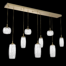 Hammerton PLB0091-09-GB-C-C01-L1 - Vessel 9pc Linear Multi-Pendant-Gilded Brass-Clear Blown Glass-Cloth Braided Cord-LED 2700K