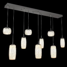 Hammerton PLB0091-09-GP-A-C01-L3 - Vessel 9pc Linear Multi-Pendant-Graphite-Amber Blown Glass-Cloth Braided Cord-LED 3000K