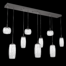 Hammerton PLB0091-09-GP-C-C01-L3 - Vessel 9pc Linear Multi-Pendant-Graphite-Clear Blown Glass-Cloth Braided Cord-LED 3000K