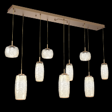 Hammerton PLB0091-09-NB-A-C01-L3 - Vessel 9pc Linear Multi-Pendant-Novel Brass-Amber Blown Glass-Cloth Braided Cord-LED 3000K