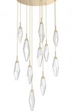 Hammerton Quote # S171929 - Gem multi port with a round canopy, standard 12 pendants, gilded brass, clear glass, 3000k