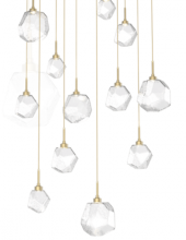 Hammerton Hammertonquote # S171929 - Gem multi port with a round canopy, standard 12 pendants, gilded brass, clear glass, 3000k