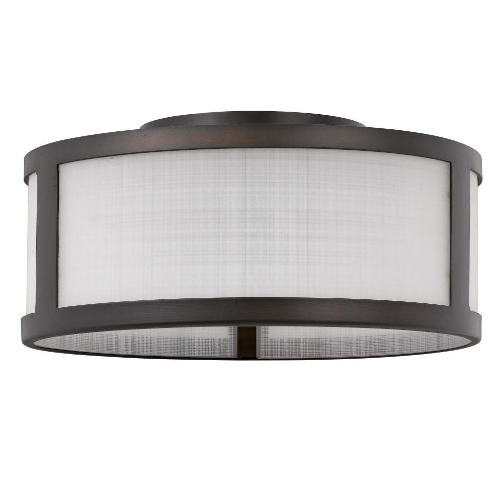 Calais 2-Light ORB Finish Linen Glass Flush Mount 11.8“ X 11.8” X 5.8“