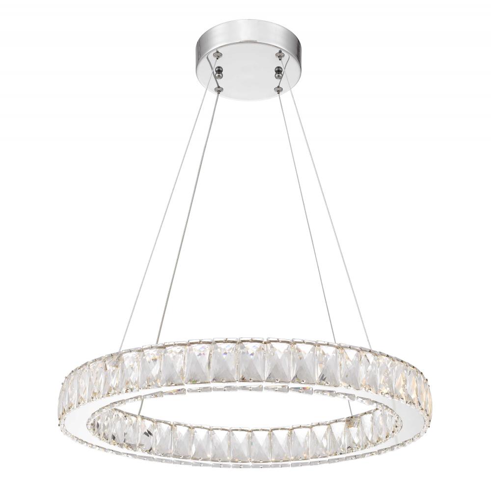 Gala X y 1 Light Integrated LED Light Chrome Finish diamond Cut Crystal Oval Ring ChAndelier