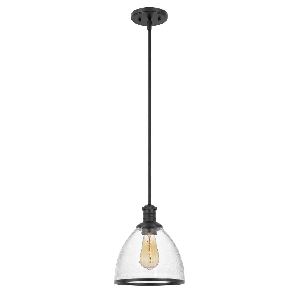 Cloe 1-Light Black Finish Harmer Glass Pendant 9“ X 9” X 10.5“