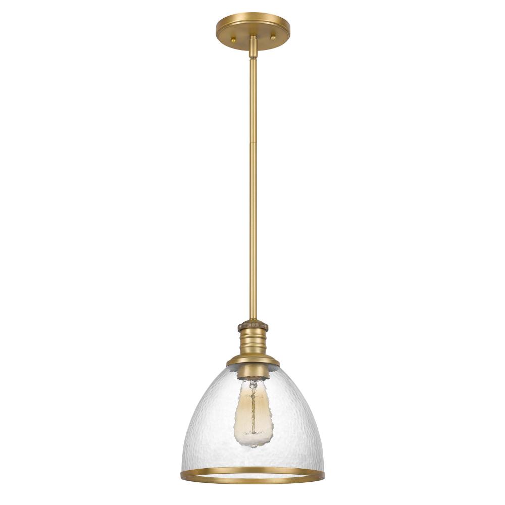 Cloe 1-Light Vintage Brass Finish Harmer Glass Pendant 9“ X 9” X 10.5“