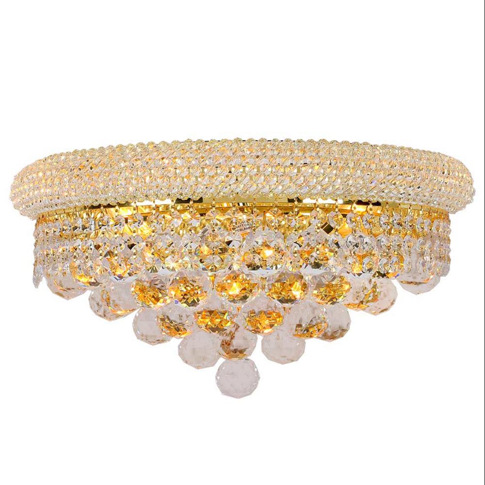 Empire 3-Light Gold Finish and Clear Crystal Wall Sconce Light 16 in. W x 8 in. H Large