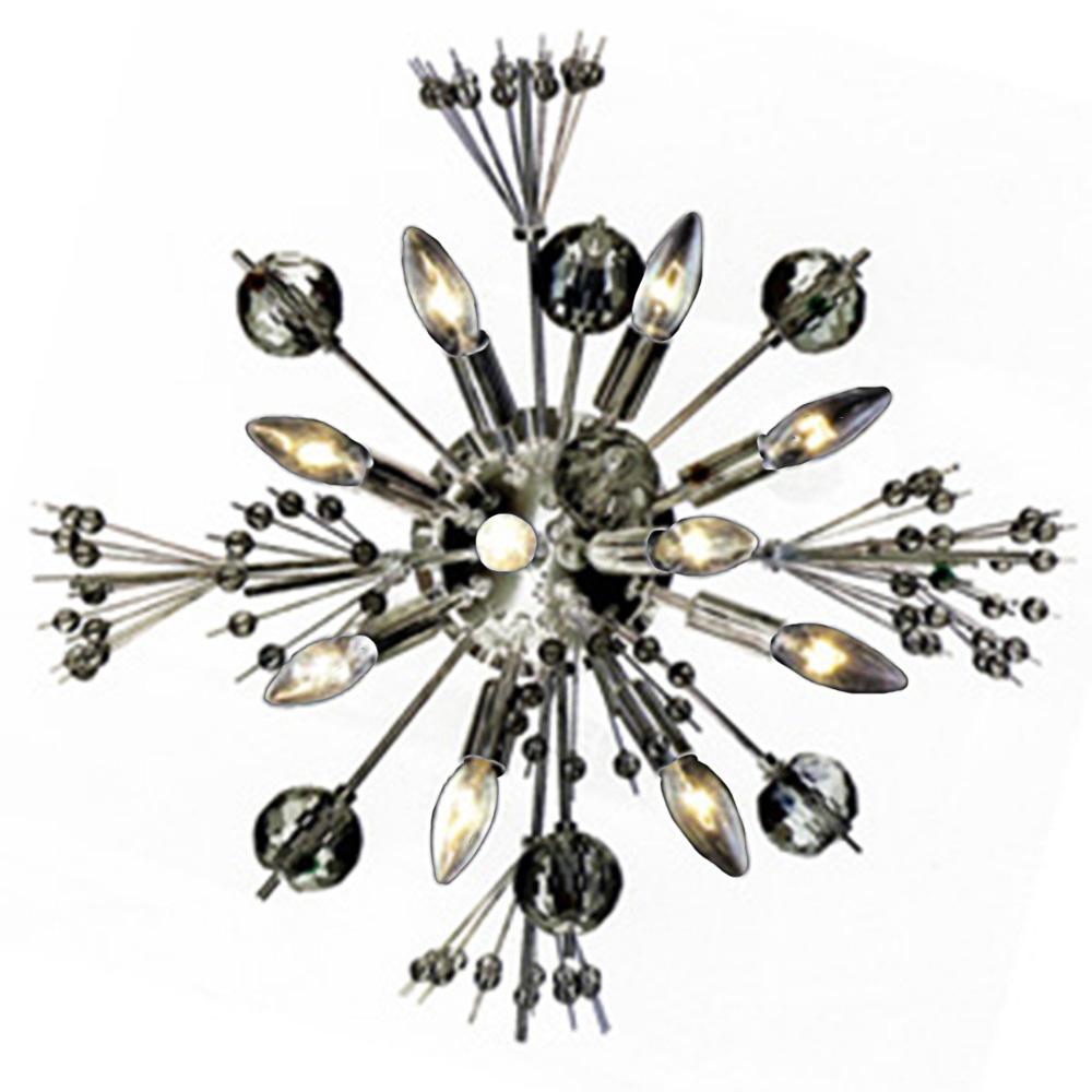 Starburst 10-Light Chrome Finish Crystal Sputnik Wall Sconce Light 20 in. W x 20 in. H  Large