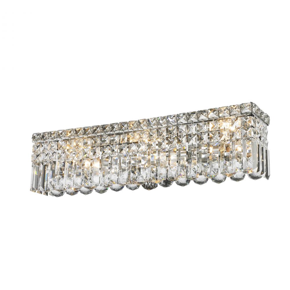 Cascade 6-Light Chrome Finish Crystal Vanity Light 24 in. Wide ADA