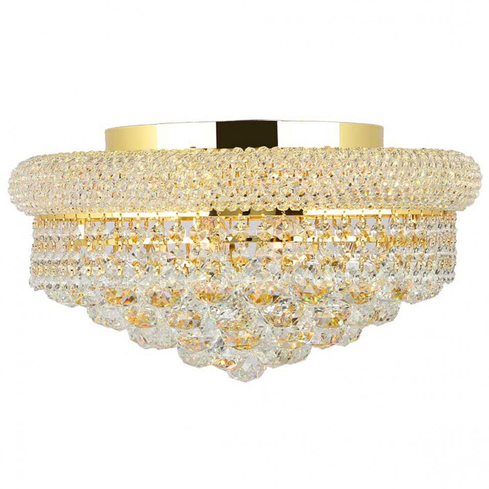 Empire 8-Light Gold Finish and Clear Crystal Flush Mount Ceiling Light 16 in. Dia x 8 in. H Medium