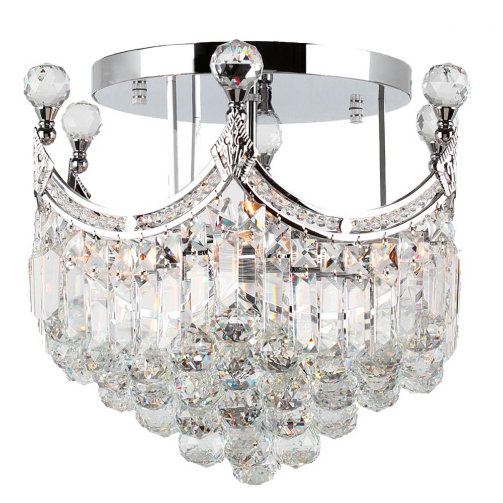 Empire 6-Light Chrome Finish and Clear Crystal Flush Mount Ceiling Light 16 in. Dia x 15 in. H Round