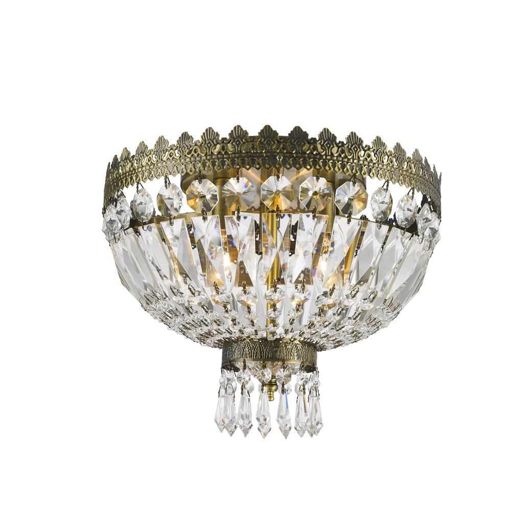 Metropolitan 3-Light Antique Bronze Finish Crystal Flush Mount Ceiling Light 12 in. Dia x 10 in. H R