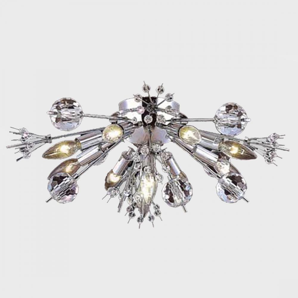 Starburst 10-Light Chrome Finish Crystal Sputnik Flush Mount Ceiling Light 20 in. Dia x 8 in. H Larg