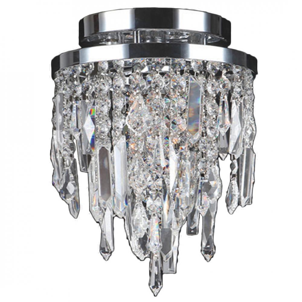 Tempest 1-Light Chrome Finish Crystal Flush Mount Ceiling Light 8 in. Dia x 10 in. H Small