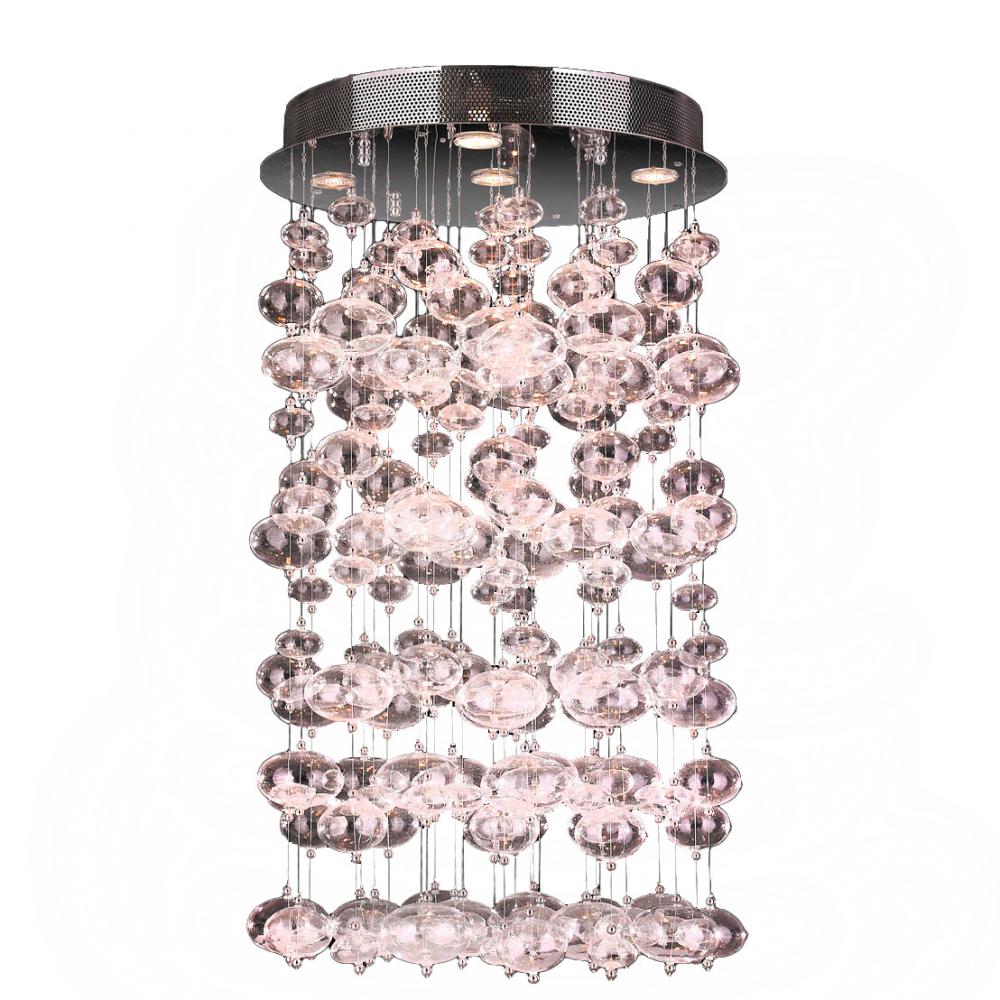 Effervescence 7-Light Halogen Chrome Finish Blown Glass Bubble Flush Mount Ceiling Light 20 in. Dia