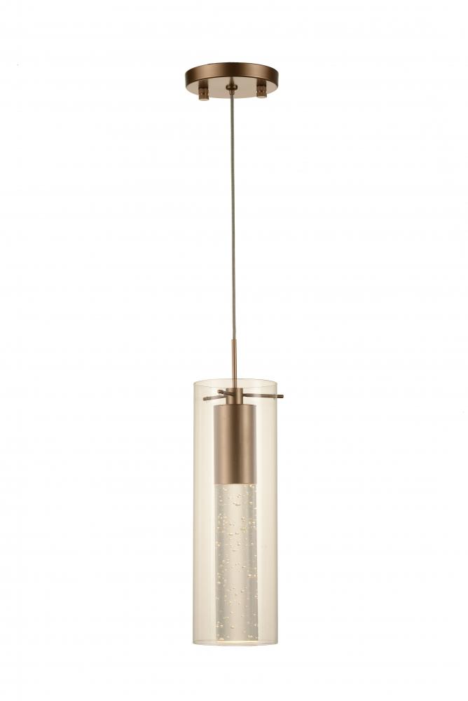 Sprite 4.5-Watt Matte Gold Finish Integrated LEd Crystal and Glass Tube Mini Pendant Ceiling Light 3