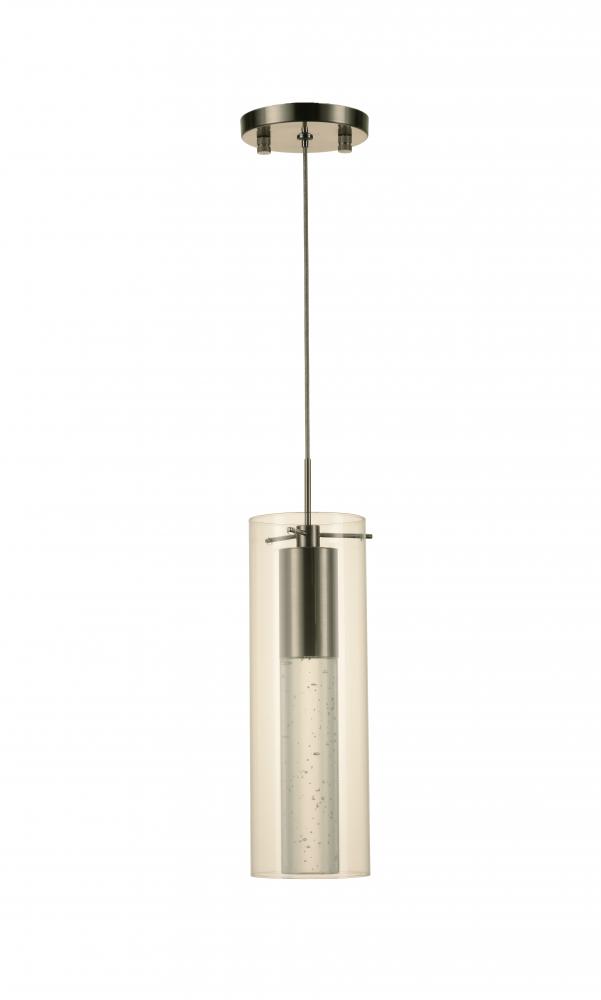 Sprite 4.5-Watt Matte Nickel Finish Integrated LEd Crystal and Glass Tube Mini Pendant Ceiling Light