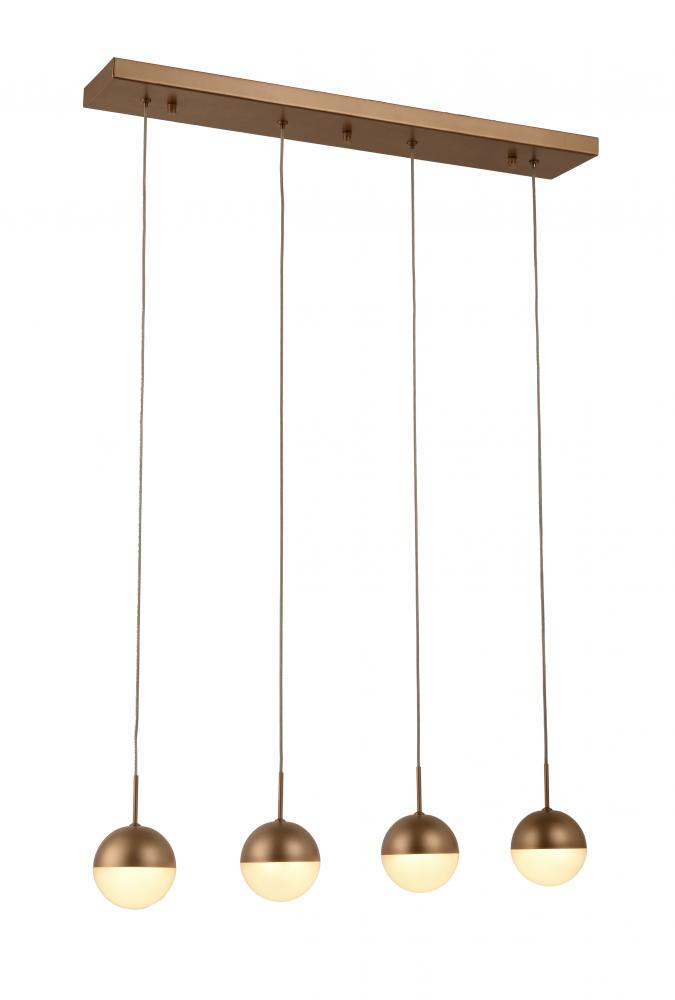 Phantasm 10-Watt Matte Gold Finish Integrated LEd Iced Opal Acrylic Kitchen Island Linear Pendant Li