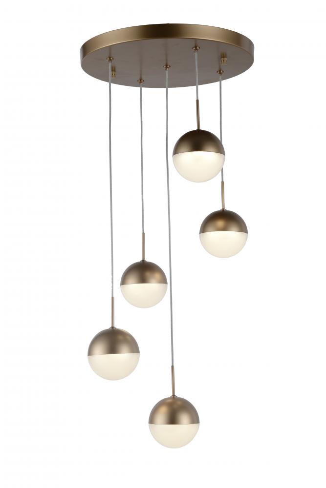 Phantasm 12.5-Watt Matte Gold Finish Integrated LEd Iced Opal Acrylic Pendant Ceiling Light 3000K 14