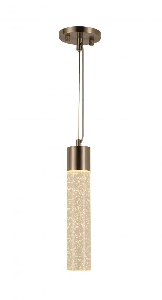 Sprite 6-Watt Matte Nickel Finish Integrated LEd Crystal and Glass Tube Mini Pendant Light 3000K 4 i