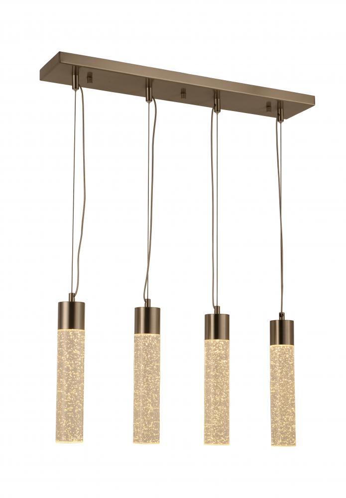 Sprite 24-Watt Matte Nickel Finish Integrated LEd Crystal and Glass Kitchen Island Linear Pendant Li