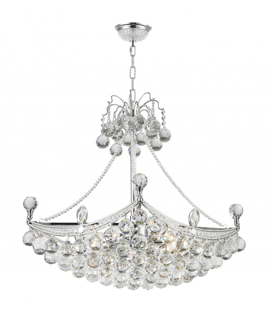 Empire 6-Light Chrome Finish and Clear Crystal Umbrella Chandelier 24 in. L x 14 in. W x 18 in. H Ob