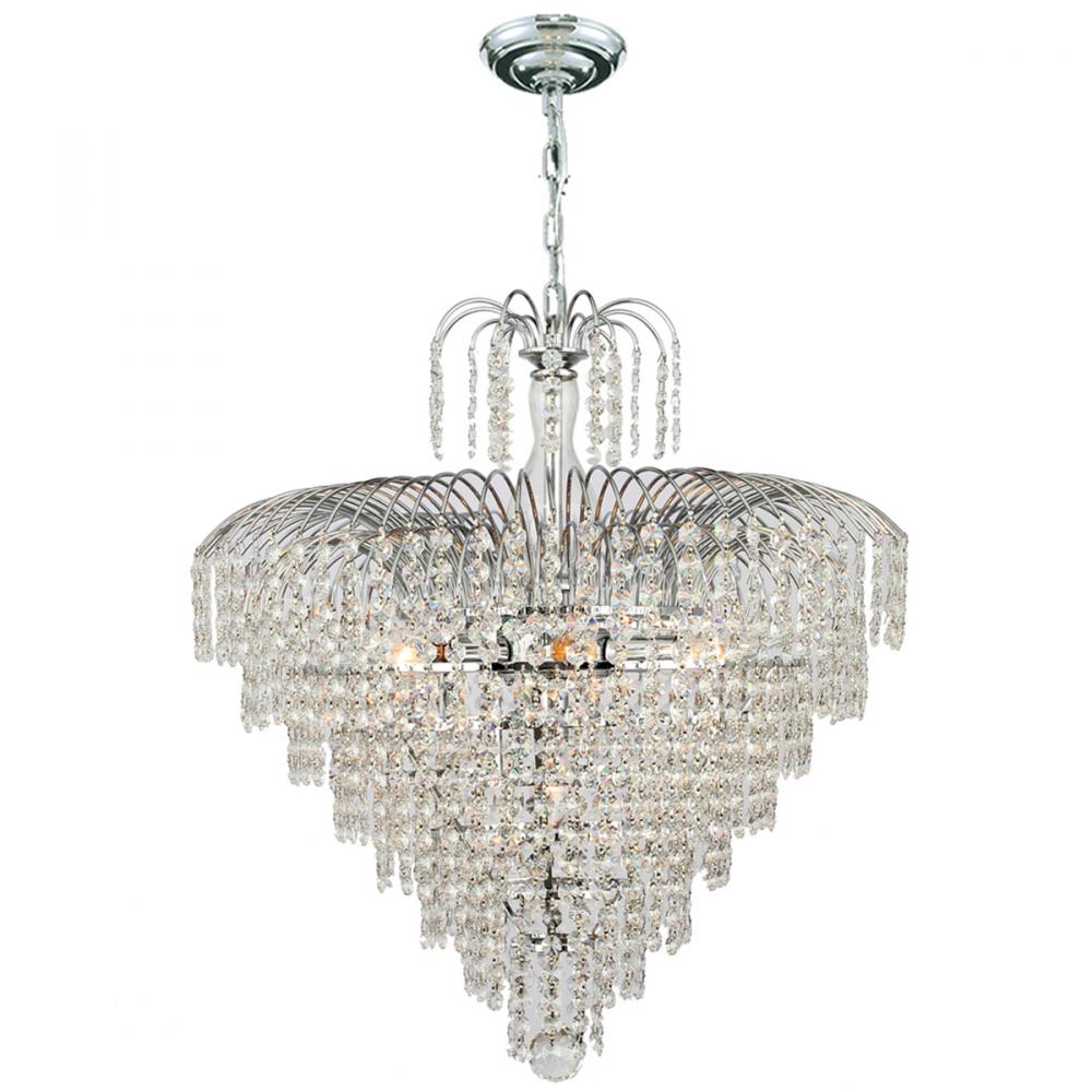 Empire 7-Light Chrome Finish and Clear Crystal Chandelier 20 in. Dia x 24 in. H Round Medium