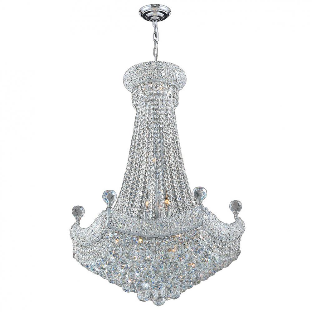 Empire 15-Light Chrome Finish and Clear Crystal Chandelier 24 in. Dia x 32 in. H